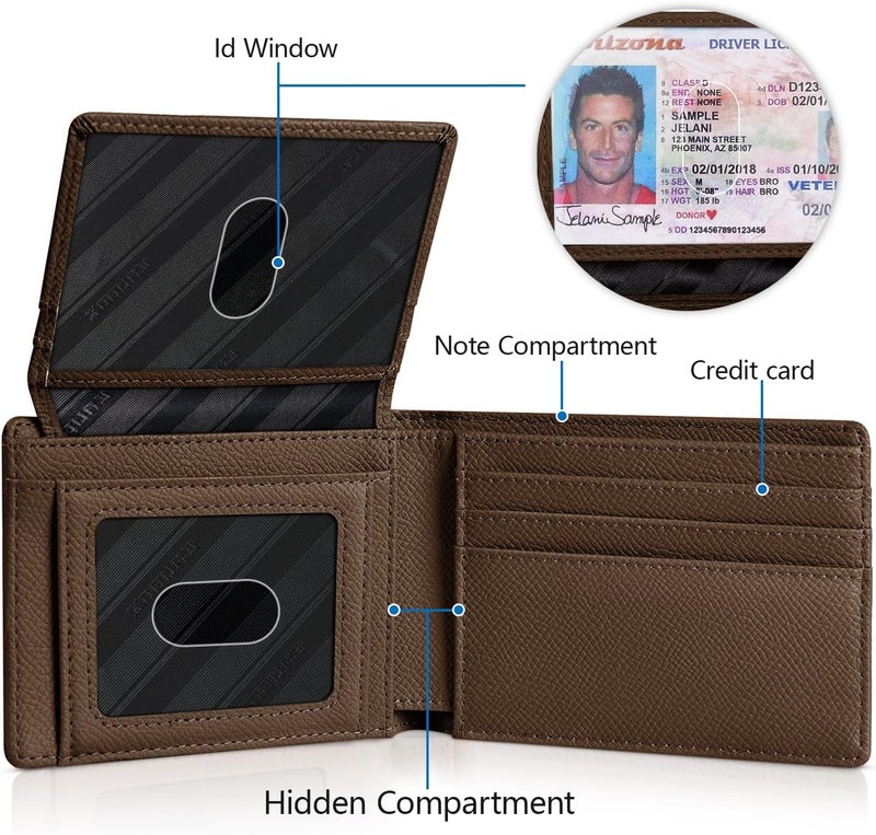 RUNBOX Wallet for Men Slim Rfid Leather 2 ID Window With Gift Box | Slim, Rfid, 2 ID Window, With Gift Box, Slim, Rfid - Image 4